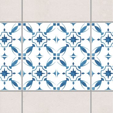 Tegelstickers Blue White Pattern Series No.1