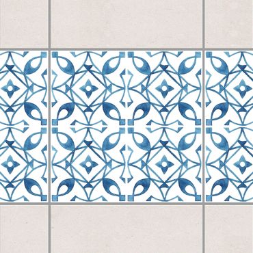 Tegelstickers Blue White Pattern Series No.8