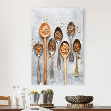Canvas schilderijen Cereal Grains Spoon