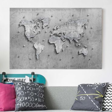 Canvas schilderijen Concrete World Map