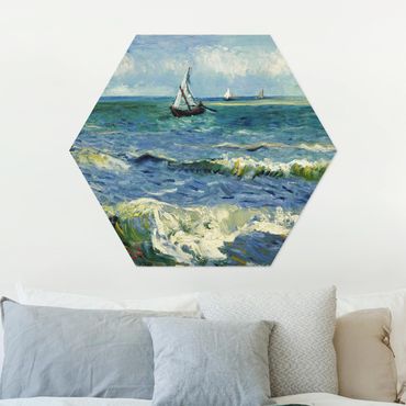 Hexagons Aluminium Dibond schilderijen Vincent Van Gogh - Seascape Near Les Saintes-Maries-De-La-Mer