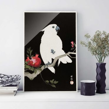Glasschilderijen Asian Vintage Illustration White Cockatoo