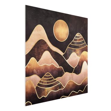 Forex schilderijen Golden Sun Abstract Mountains
