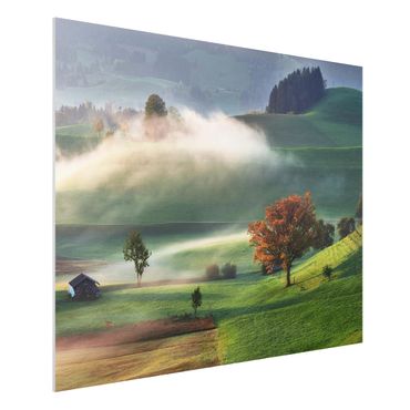 Forex schilderijen Misty Autumn Day Switzerland