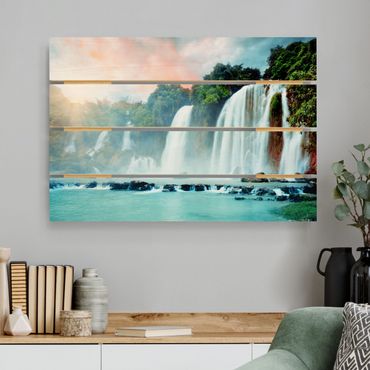 Houten schilderijen op plank Waterfall Panorama