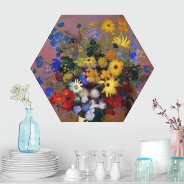 Hexagons Forex schilderijen Odilon Redon - White Vase with Flowers