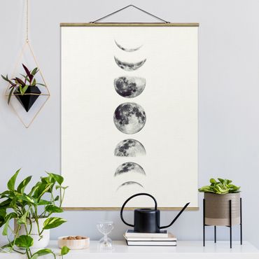 Stoffen schilderij met posterlijst Seven Moons