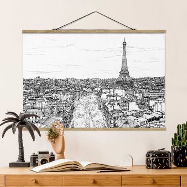 Stoffen schilderij met posterlijst City Study - Paris