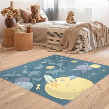 Vinyl tapijt Planets With Zodiac And Rockets