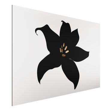 Aluminium Dibond schilderijen Graphical Plant World - Orchid Black And Gold