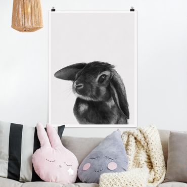 Posters Illustration Rabbit Black And White Drawing