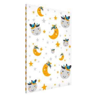 Magneetborden Sleaping Friends Moon And Stars With Frame