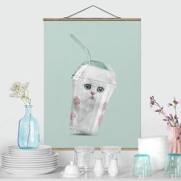Stoffen schilderij met posterlijst Shake With Cat
