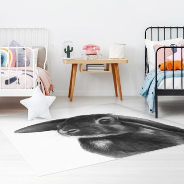 Vinyl tapijt Illustration Rabbit Black And White Drawing