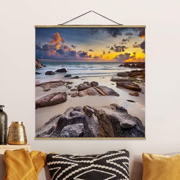 Stoffen schilderij met posterlijst Sunrise Beach In Thailand