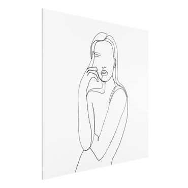 Forex schilderijen Line Art Pensive Woman Black And White