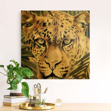 Canvas schilderijen - Goud Leopard In The Jungle