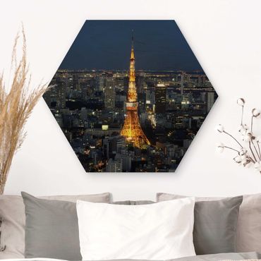 Hexagons houten schilderijen Tokyo Tower