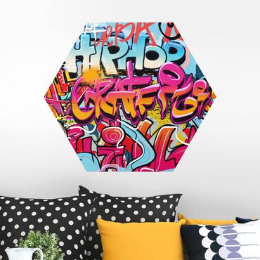 Hexagons Aluminium Dibond schilderijen Hip Hop Graffiti