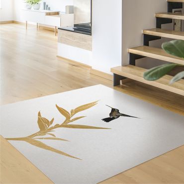Vinyl tapijt Hummingbird And Tropical Golden Blossom II