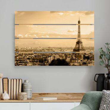 Houten schilderijen op plank I love Paris