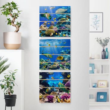Houten schilderijen op plank - 3-delig Underwater Trio