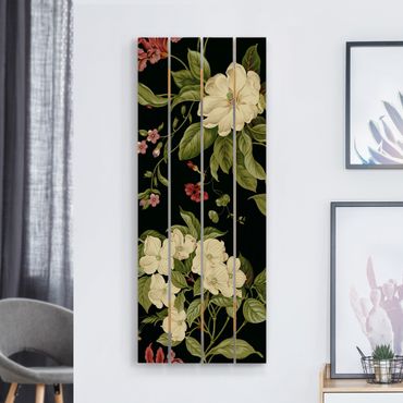 Houten schilderijen op plank Garden Flowers On Black I