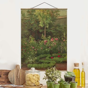 Stoffen schilderij met posterlijst Camille Pissarro - A Rose Garden