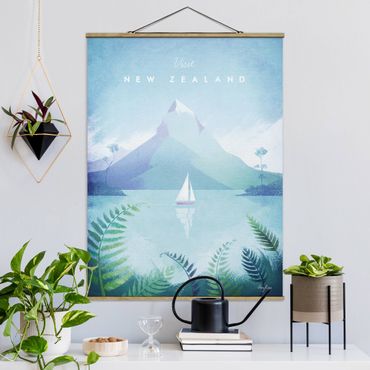 Stoffen schilderij met posterlijst Travel Poster - New Zealand