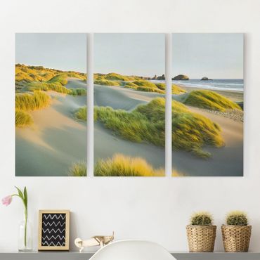 Canvas schilderijen - 3-delig Dunes And Grasses At The Sea