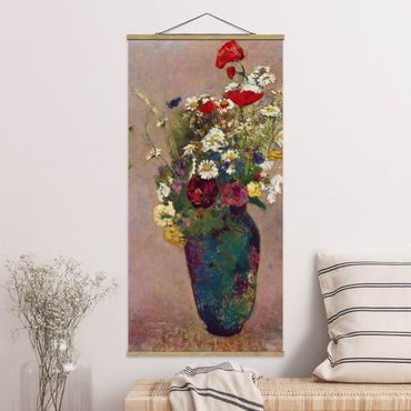 Stoffen schilderij met posterlijst Odilon Redon - Flower Vase with Poppies
