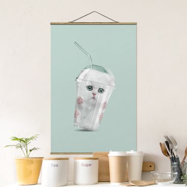 Stoffen schilderij met posterlijst Shake With Cat