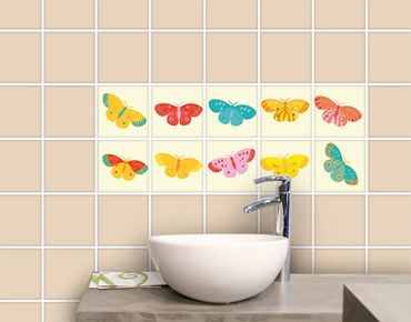 Tegelstickers No.UL723 Butterfly Colourful Set of 10