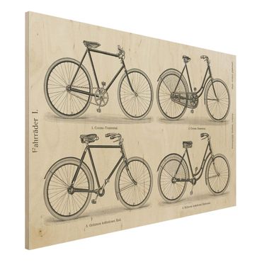 Houten schilderijen Vintage Poster Bicycles