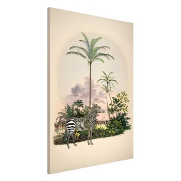 Magneetborden Zebra Front Of Palm Trees Illustration