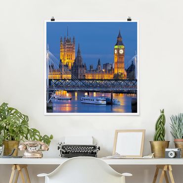 Posters Big Ben And Westminster Palace In London At Night