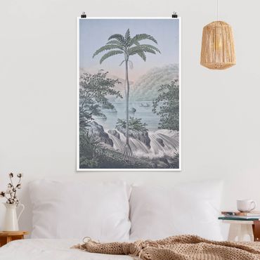 Posters Vintage Illustration - Landscape With Palm Tree