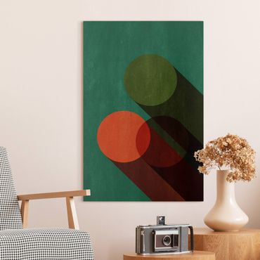 Canvas schilderijen Abstract Shapes - Circles In Green And Red