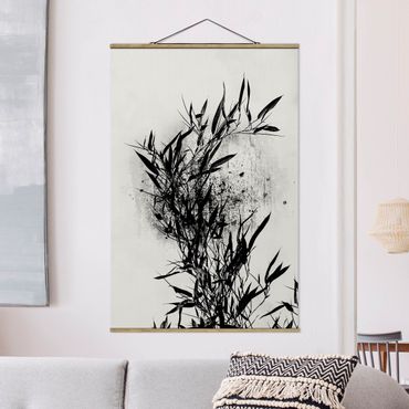 Stoffen schilderij met posterlijst Graphical Plant World - Black Bamboo