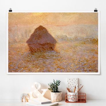 Posters Claude Monet - Haystack In The Mist