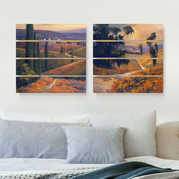 Houten schilderijen op plank - 2-delig Landscape In The Afternoon Set I