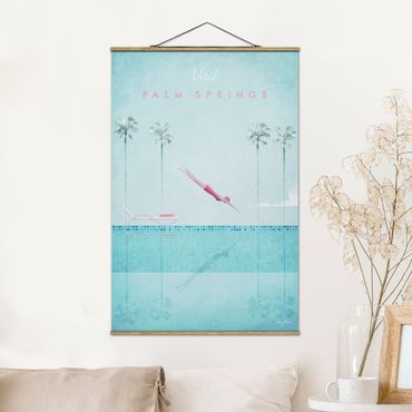 Stoffen schilderij met posterlijst Travel Poster - Palm Springs