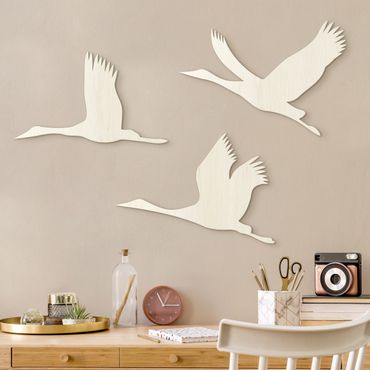 Wanddecoratie hout - 3 Cranes
