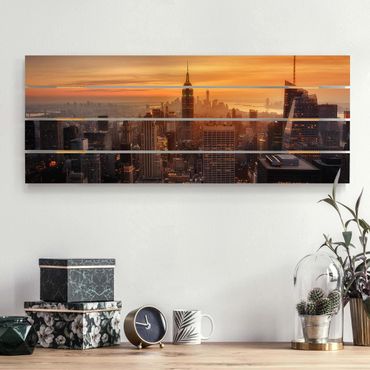 Houten schilderijen op plank Manhattan Skyline Evening