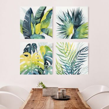 Canvas schilderijen - 4-delig Tropical Foliage Set I