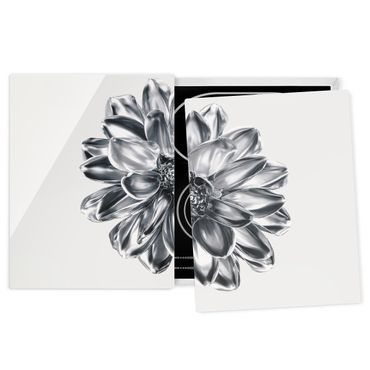 Kookplaat afdekplaten Dahlia Flower Silver Metallic