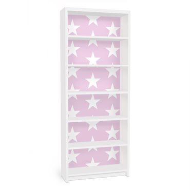 Meubelfolie IKEA Billy Boekenkast White Stars On Light Pink