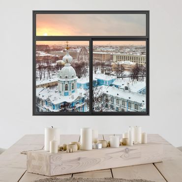 Muurstickers Window Black  Winter In St. Petersburg