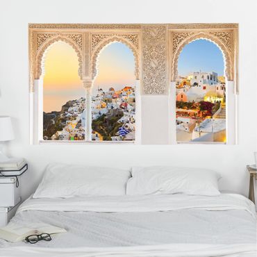 Muurstickers Decorated Window Bright Santorini