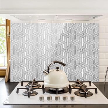 Spatscherm keuken 3D Pattern With Stripes In Silver